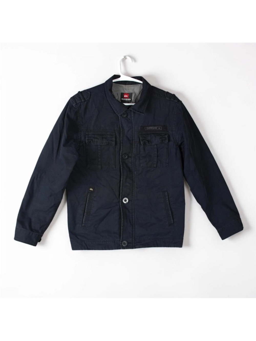 Quiksilver Cotton Utility Shacket Kids Large 16-18 Blue Jacket Washed Button - Picture 1 of 13